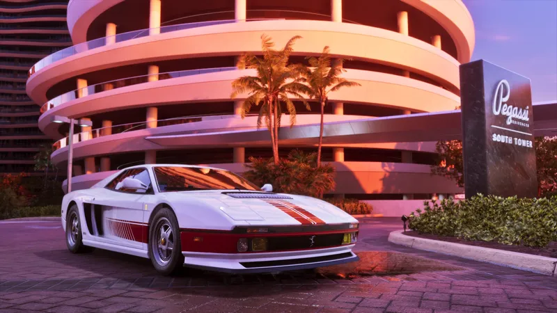 An art deco parking garage in Vice City